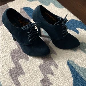 Navy blue lace up high heels